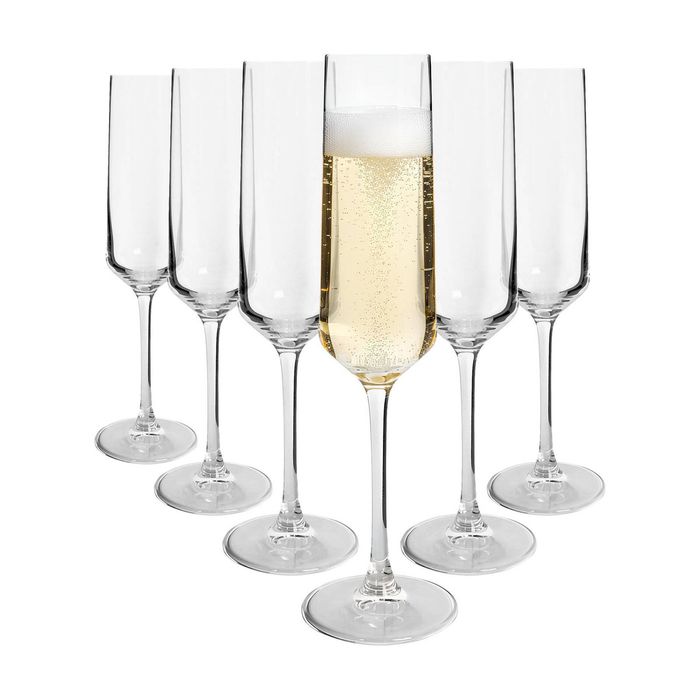 Argon Tableware Soho Crystal Champagne Flutes - 210ml - Pack Of 6