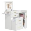 Ufurniture 3-in-1 Vanity Desk w/ Flip-top Mirror Foldable Panel & Power Outlets