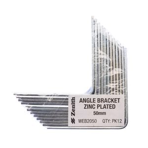 Zenith 50mm Zinc Plated Angle Bracket - 12 Pack