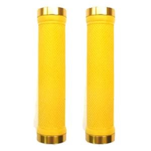 Trigram Lock-on Bike Grips Kraton Rubber 130mm with 2 side lock rings Gold