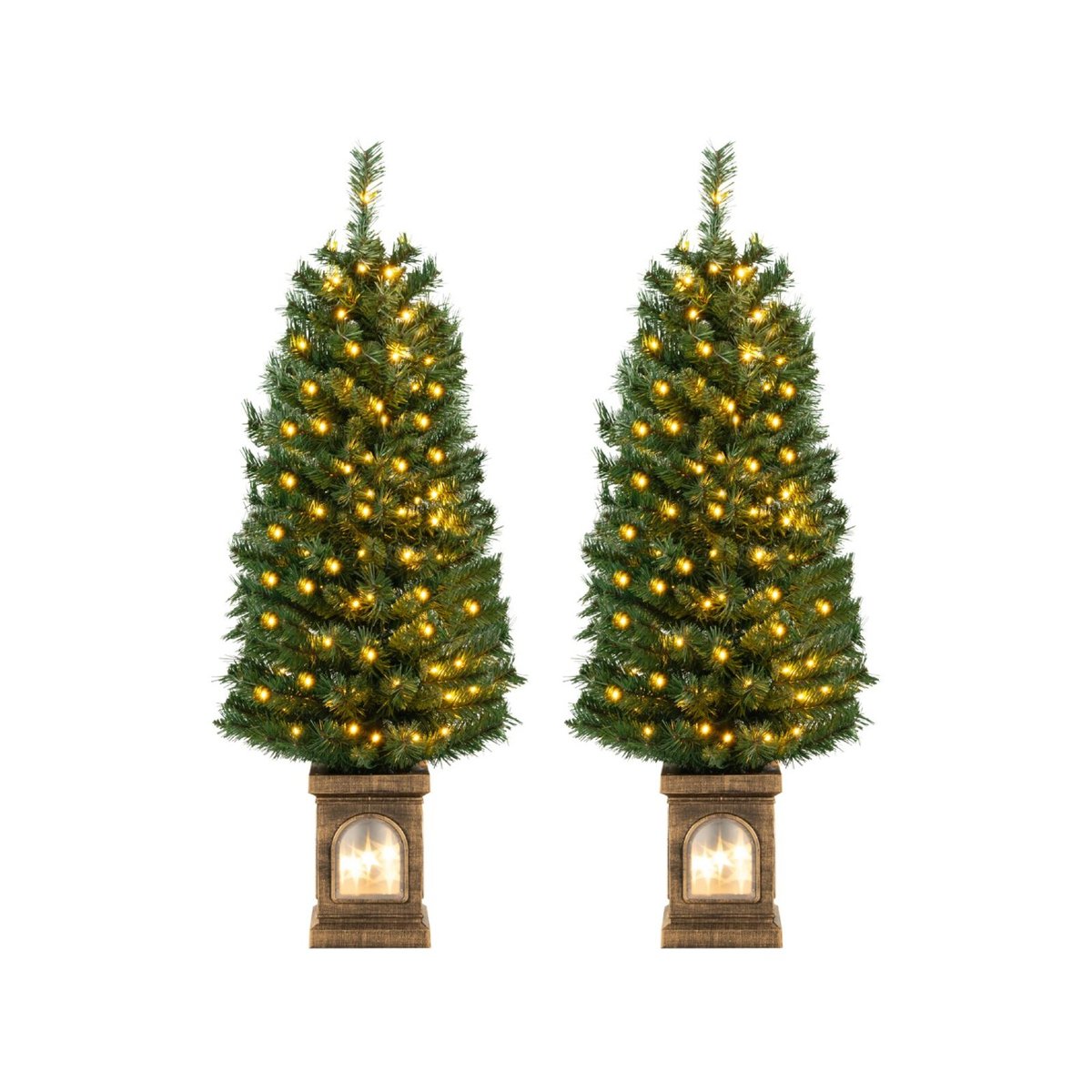 Costway 2x Christmas Tree Tabletop Artificial Potted Xmas Tree w/Remote ...