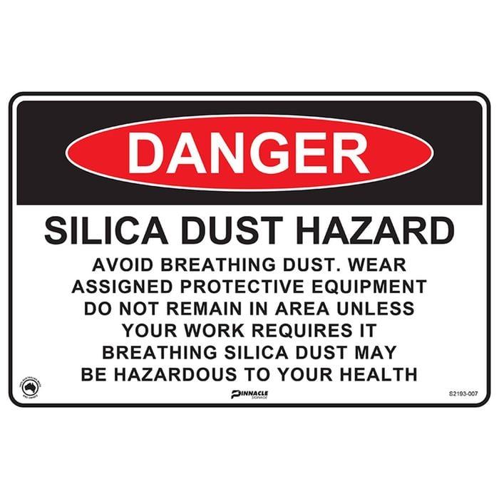 Pinnacle 300 x 200mm Metal Danger Silica Dust Avoid Breathing Sign