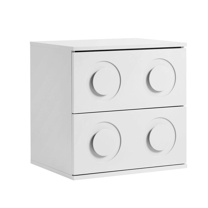 Oikiture Bedside Table 2 Drawers Nightstand White