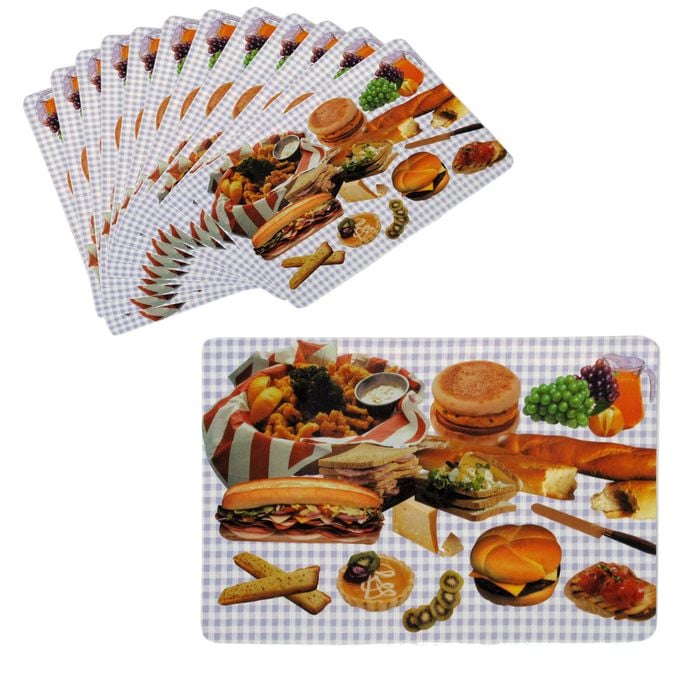 Set of 12 PVC Easy Care Placemats - Delicious Meals 43 x 28 cm