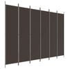 vidaXL 6-Panel Room Divider Brown Fabric Privacy Screen Room Separator Folding