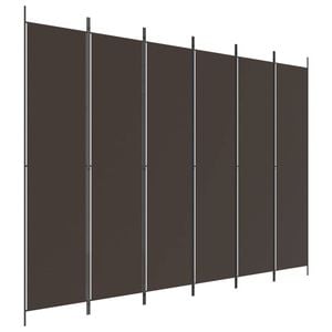 vidaXL 6-Panel Room Divider Brown Fabric Privacy Screen Room Separator Folding