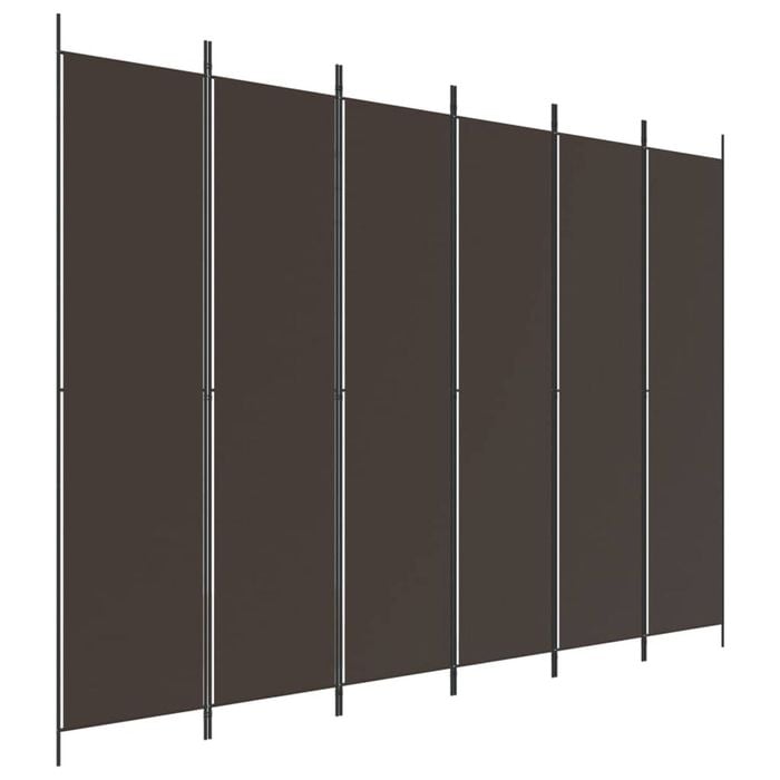vidaXL 6-Panel Room Divider Brown Fabric Privacy Screen Room Separator Folding