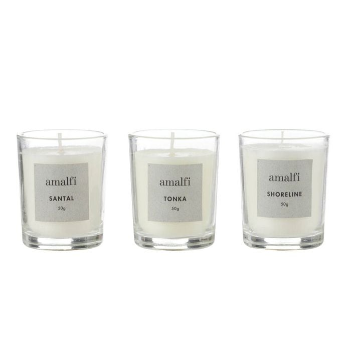Amalfi Set Of 3 Votives Santal Tonka Shoreline