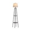 Oikiture Tripod Floor Lamps Fabric Shade Standing Lamp with Display Shelf