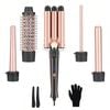 Catzon 5in1 Waver Curling Iron Wand Set for All Hair Types-RoseGold