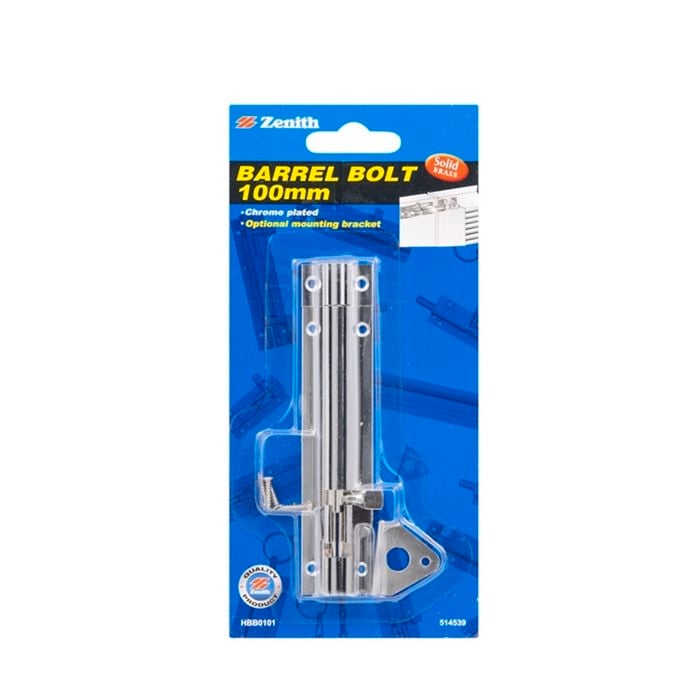Zenith Barrel Bolt 100mm Chrome Plated