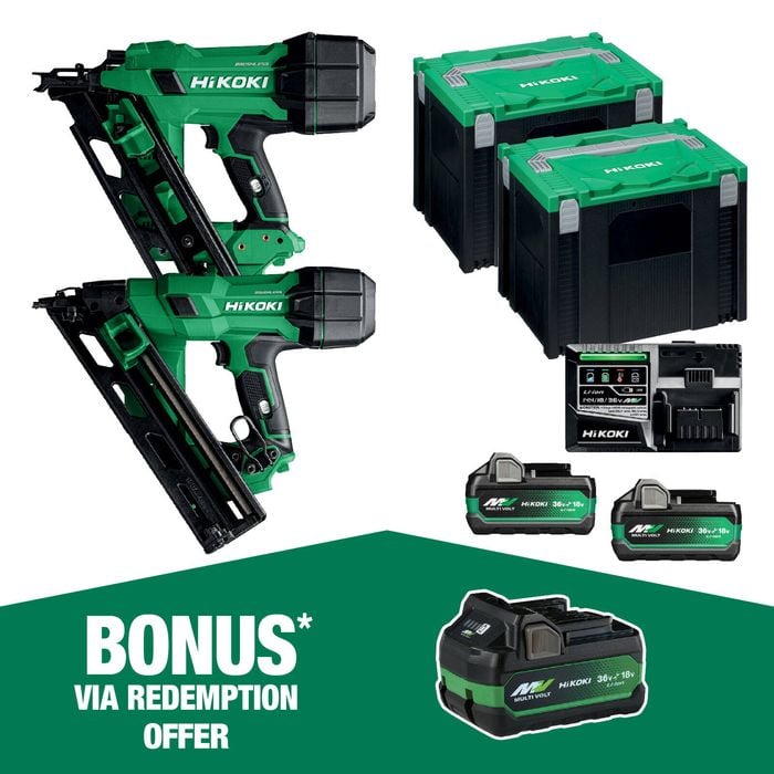 HIKOKI 2 Piece 18V Brushless Cordless Nailer Kit 2XMV FRAMERPROPACK HRZ