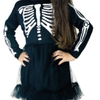 Children Skeleton Girl Costume Halloween Bones Dress Black/White  6-9 Years Old