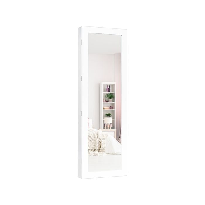 Costway Door/Wall Mounted Jewellery Cabinet Makeup Storage White