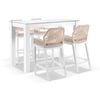 Hugo Ceramic 1.5m Aluminium Bar Table White With 4 Rope Stools & Cream Rope/cream Cushions