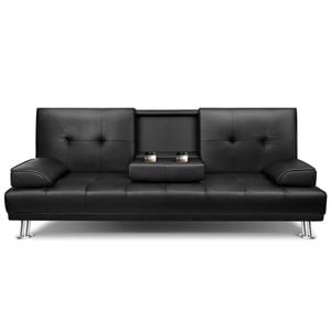 ALFORDSON Sofa Bed 3 Seater Leather Black