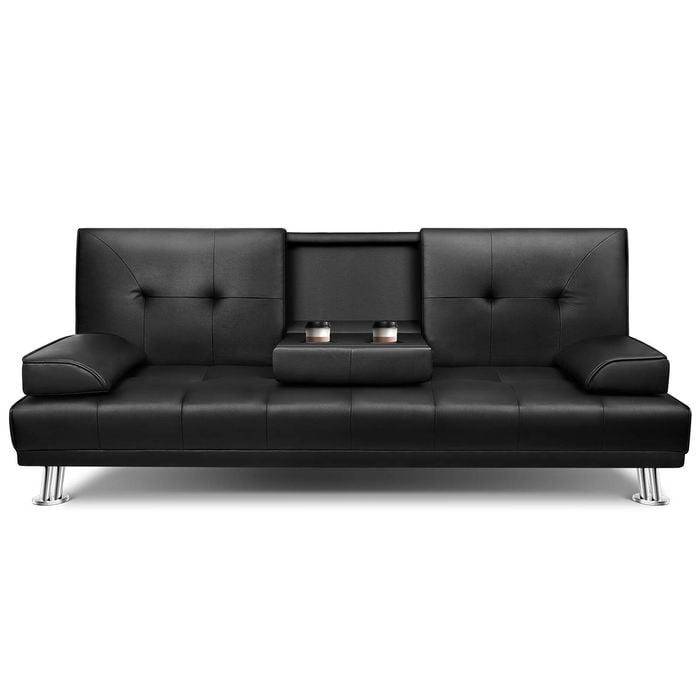 ALFORDSON Sofa Bed 3 Seater Leather Black