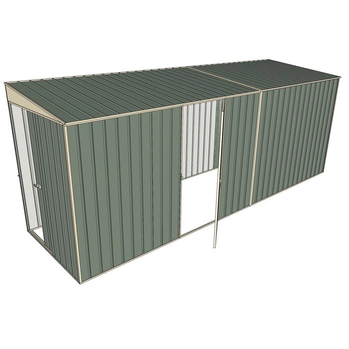 Build-a-Shed 1.5 x 5.2 x 2m Single Hinged Side Door Skillion Shed - Green