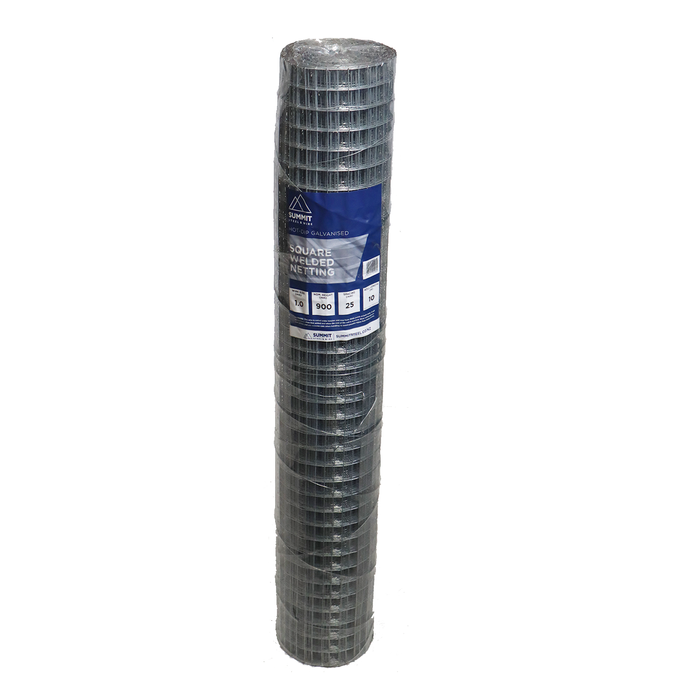 Summit Steel & Wire 900 x 25.0mm x 10m Galvanised Square Welded Mesh