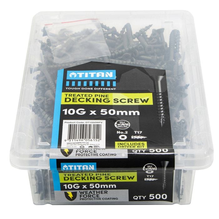 Titan 10G x 50mm Weather Force Treated Pine Decking Screw - 500 Pack