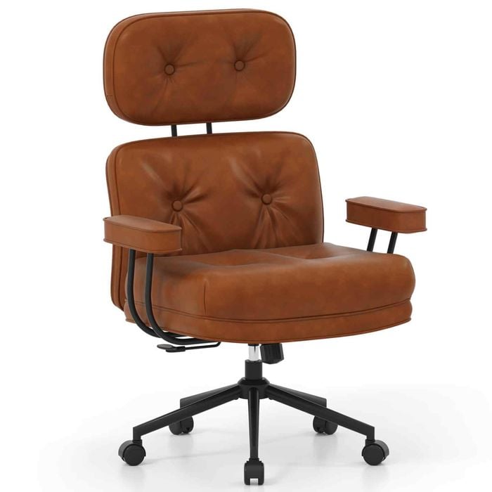 Costway Ergonomic Home Office Chair Computer Desk Chair Wide Tufted Seat