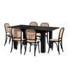 Oikiture 5PCS Dining sets 160cm Extendable Table with Chairs Rattan Black