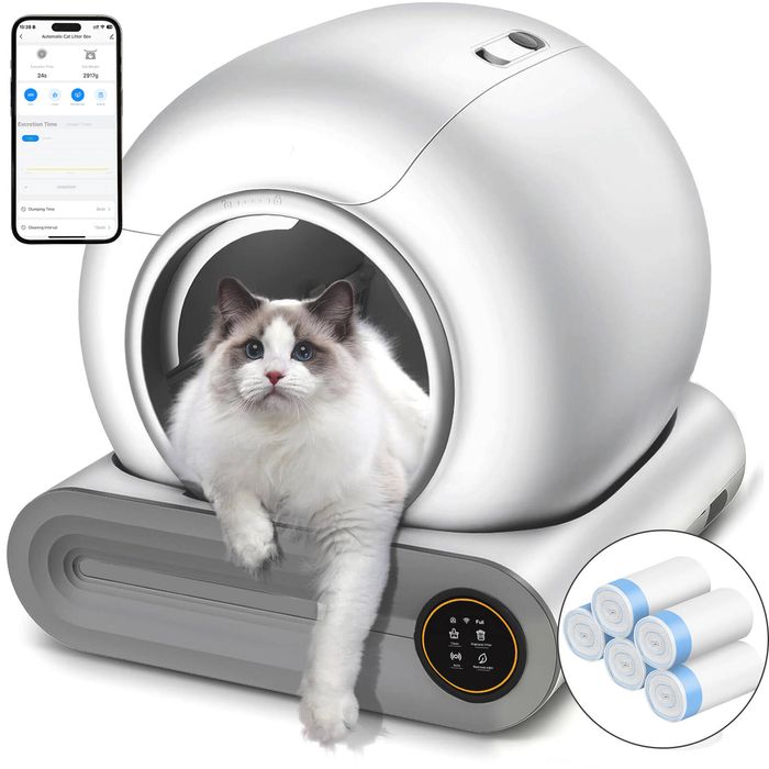 Advwin Self Cleaning Cat Litter Box + 75 Count Cat Litter Box Liners