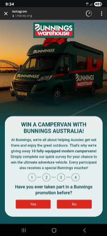 Scam warning from meta with Camper in shot exterior