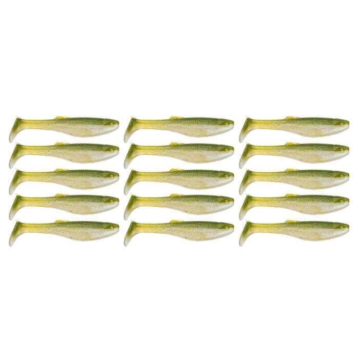 3x 5PK 4In Rapala Crush City Heavy Plastic Paddle Tail Lures - Pearl Watermelon