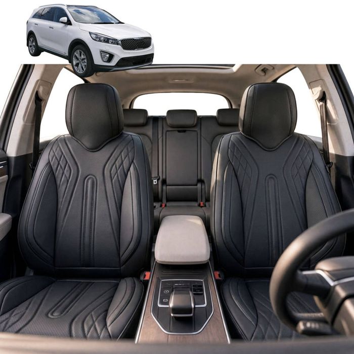 Australian Goose Front Seat Covers for Kia Sorento 2015 - 2020 (UM) - PU Leather, Black (2pc)