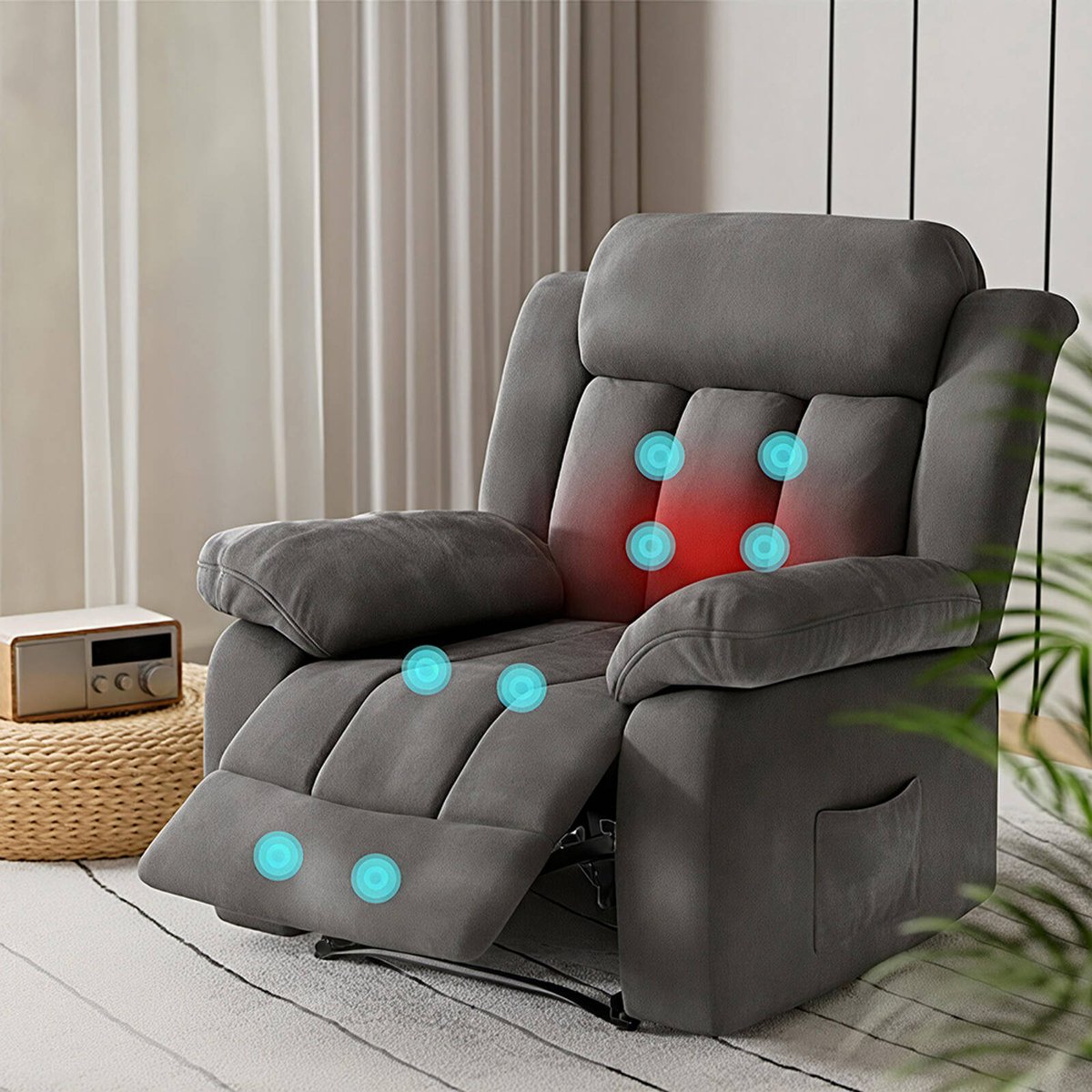 Artiss Recliner Chair Electric Massage Chair Fabric Lounge Sofa Heated Grey main image 1