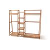 FORET Tea Brown Bamboo Double Clothes Rack With Shelves
