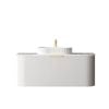Attica Bentwood 1200mm Satin White Fluted Wall Hung Curve Vanity With Natural Carrara Marble Top