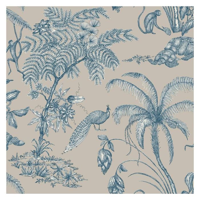 Wallpaper Trader Moa Jungle Wallpaper Roll 10.05m X 53cm, Indigo Blue