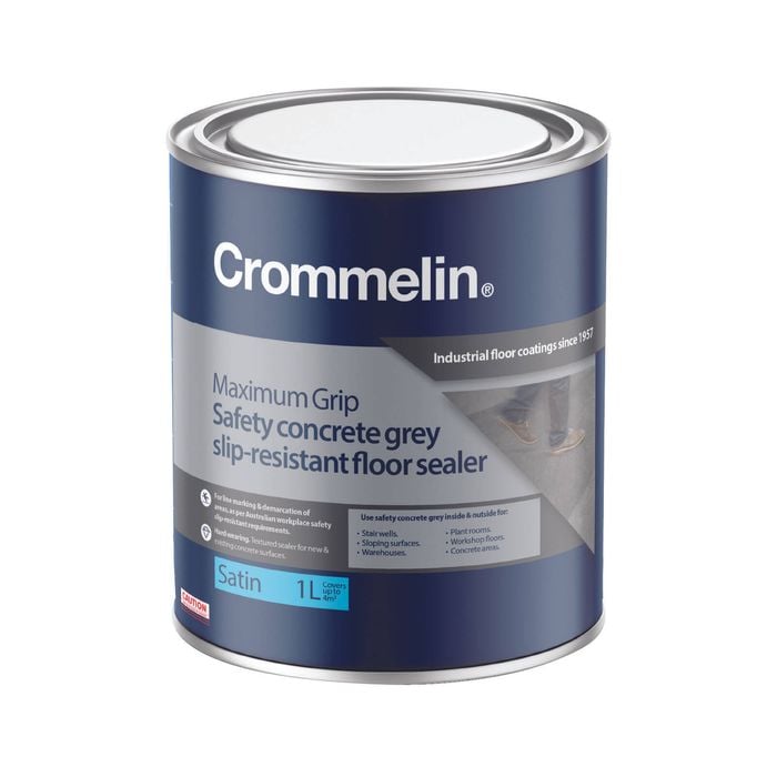 Crommelin Maxigrip Floor Coating - 1L Concrete Grey