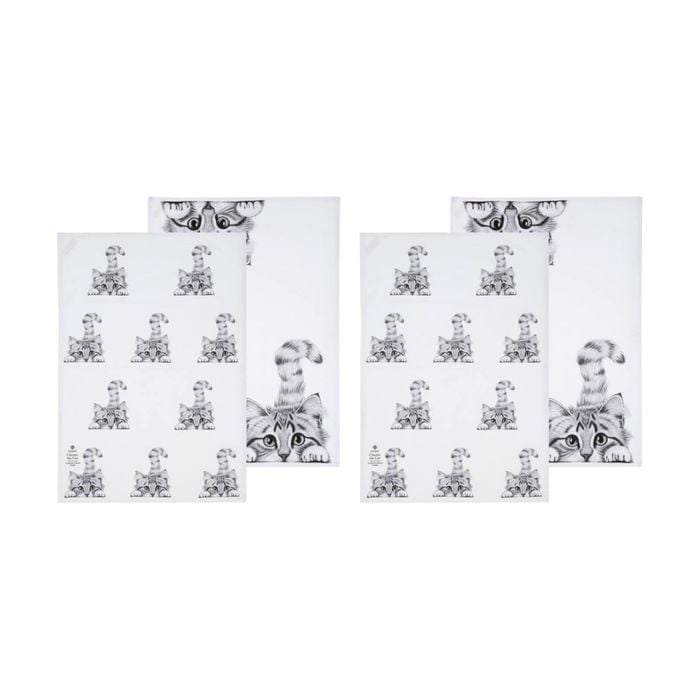 2x 2pc Ashdene Chester The Cat Kitchen Tea Towel Set Animal Art