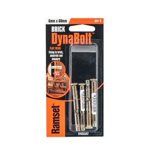 Ramset Dynabolt Flat HD M 6 x 60mm 4pk Zinc Passivated