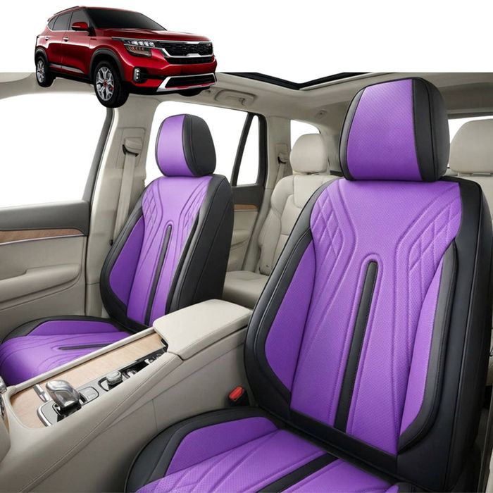 Australian Goose Front Seat Covers for Kia Seltos 2019 - Current (SP2/SP2i/SP2c) - PU Leather, Purple (2pc)