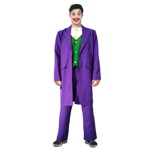 Adult s Halloween Purple Clown Costume Joker Creepy Evil Jester L/XL Heights 175cm-185cm