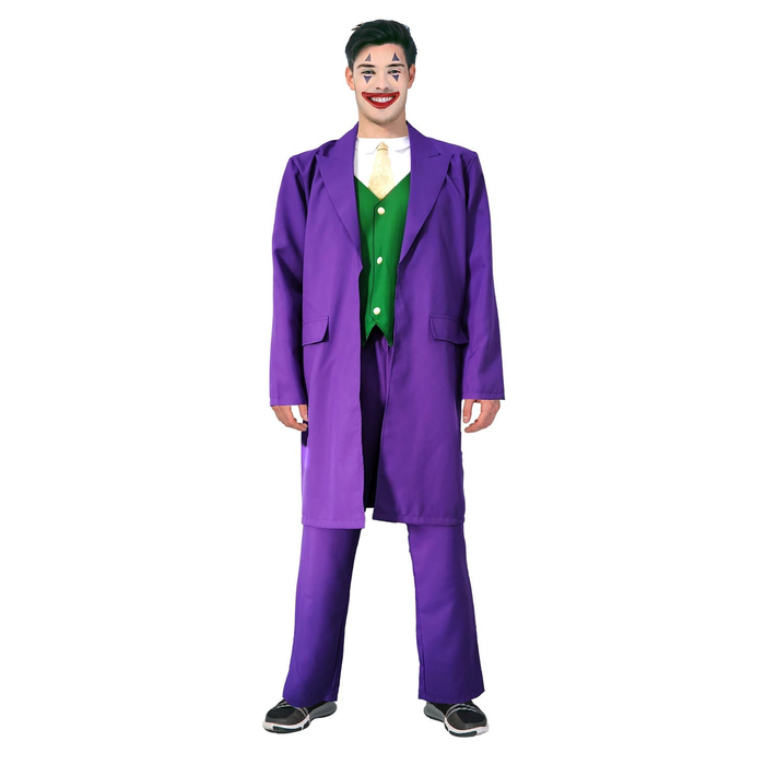 Adult s Halloween Purple Clown Costume Joker Creepy Evil Jester L/XL Heights 175cm-185cm