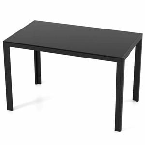 Costway Metal Dining Table Glass Tabletop Kitchen Counter Table Furniture