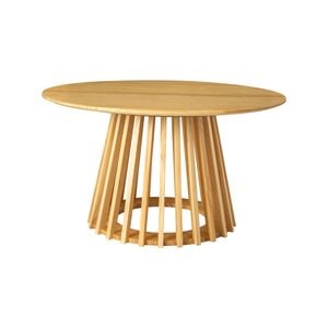 Round Slatted Coffee Table 80cm Natural
