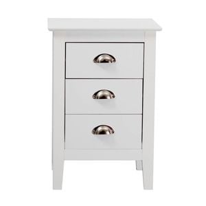 Costway 3 Drawers Bedside Table White