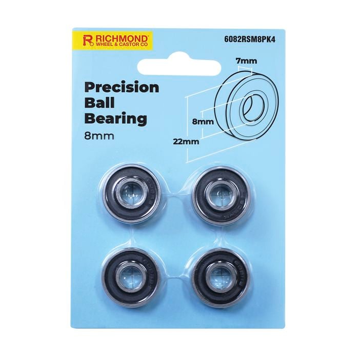Richmond 22 x 8 x 7mm Rubber Sealed Precision Ball Bearing - 4 Pack