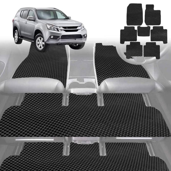 6D Diamond Car Floor Mats for Isuzu MU-X 2013-2020-Ultimate Set-Black-Outback GT
