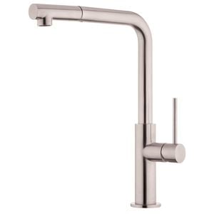 Foreno Stainless Steel E-Steel Brushed Tower Pull Out Sink Mixer - Steel