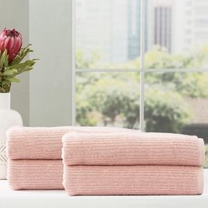 Renee Taylor 4 Piece Cotton Ribbed Bath Towel Blush