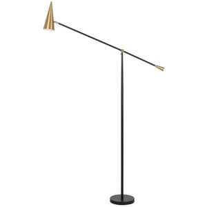 Telbix Jibara Modern Standing Floor Lamp Light Foot Switch Metal Black Brass Satin