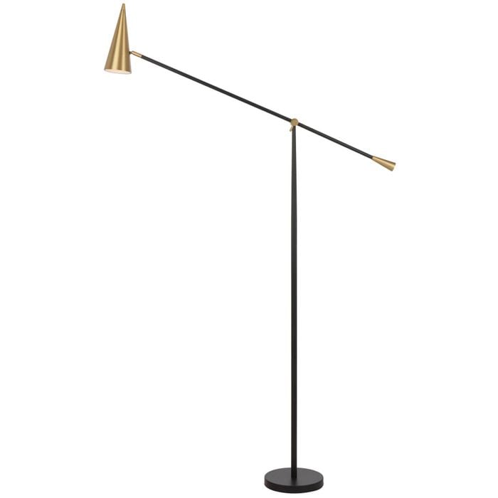 Telbix Jibara Modern Standing Floor Lamp Light Foot Switch Metal Black Brass Satin