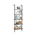 YES4HOMES Industrial Ladder Shelf Wood Wall-Mounted Bookcase Storage Rack Shelves Display